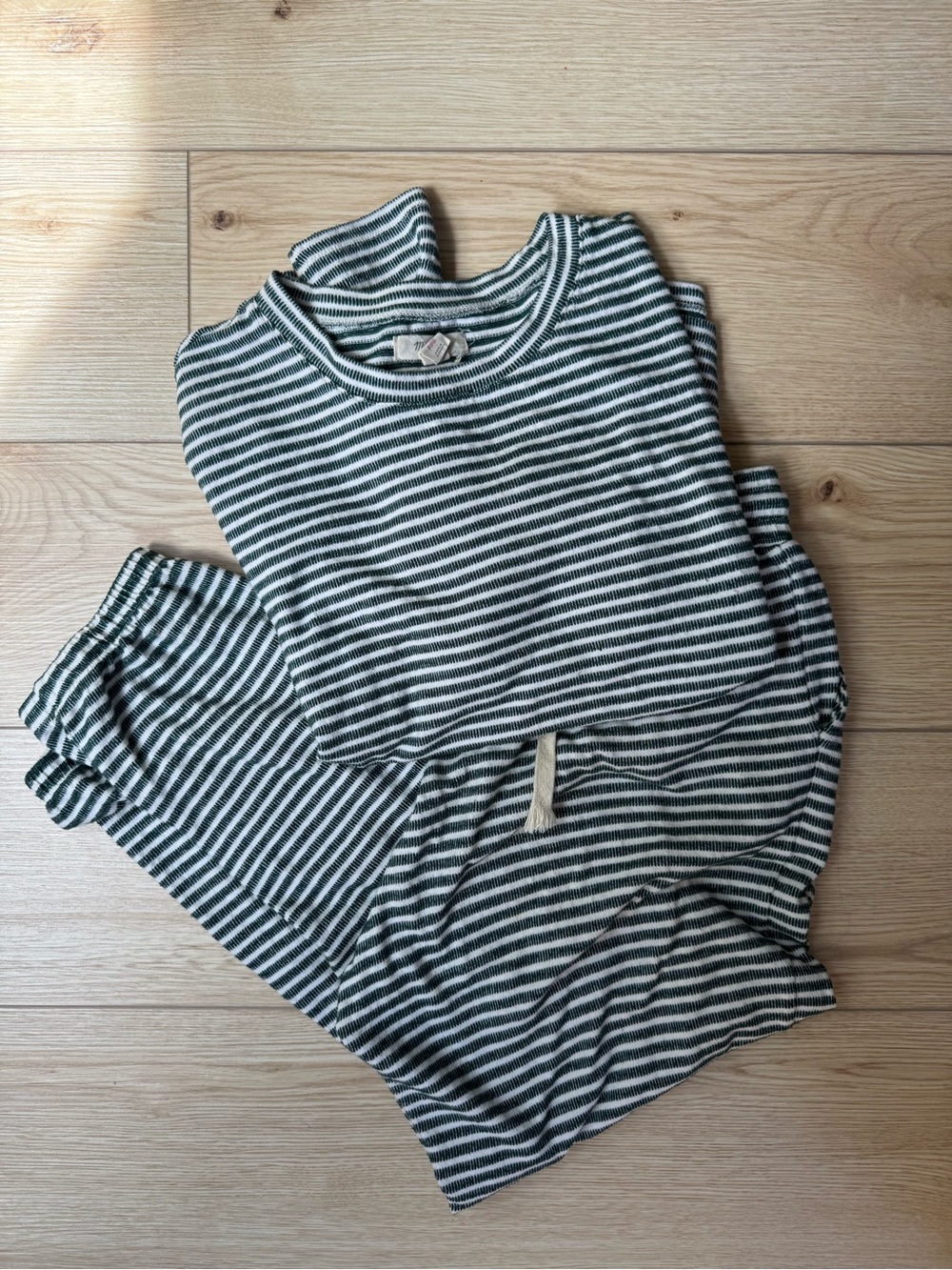 madewell green and white matching leisure pajama set size small